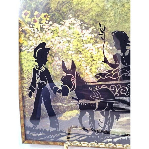 Vintage Silhouette Reverse Paint Art Glass Pictures With Brass Frames 6x8 - Picture 4 of 13
